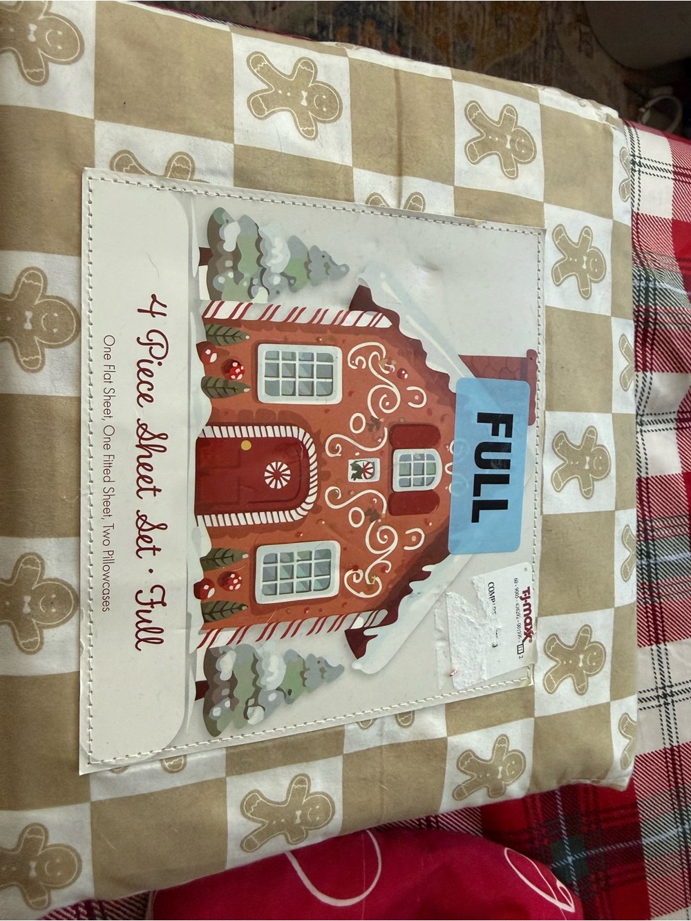 & Other Stories Tan and Cream Gingerbread Check Holiday Sheet Set